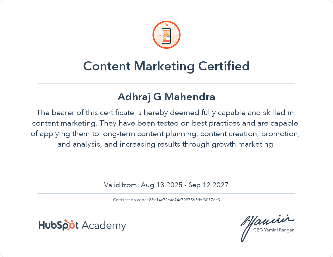 Content Marketing Certiificate