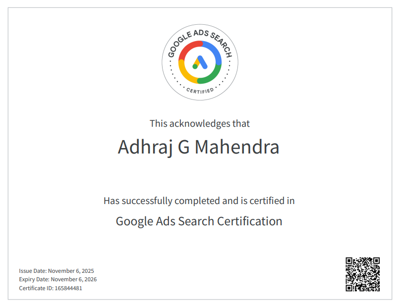 Google Ads Search  Certificate