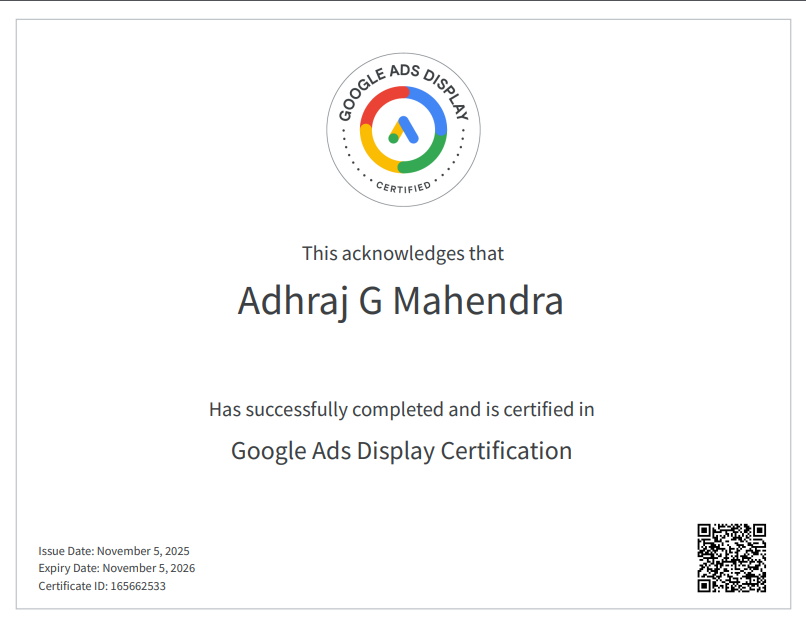 Google Ads Display  Certificate